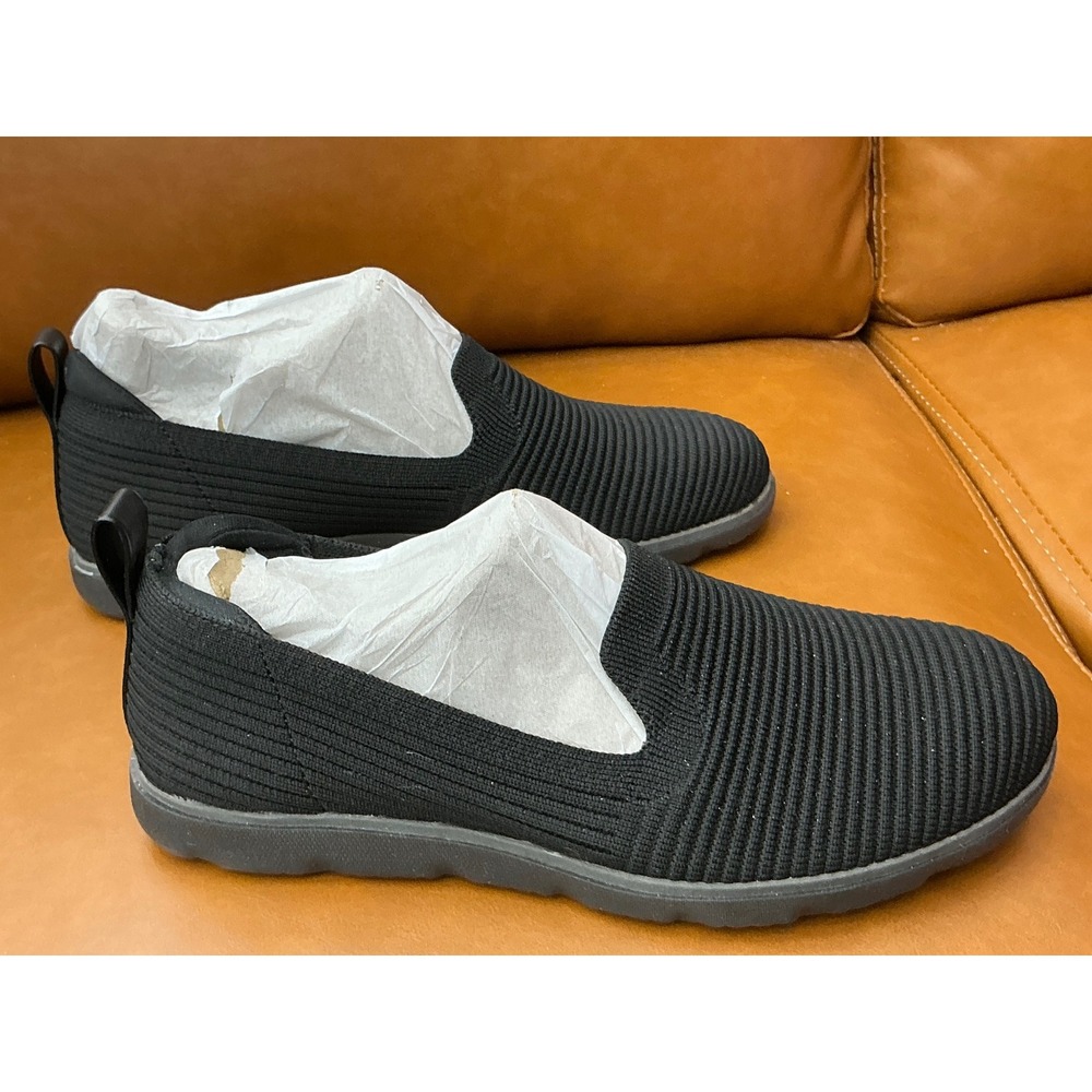 Ryka Effort Slip On Sneakers‎ Womens 6.5W Black New Ribbed Knit Comfort Shoes